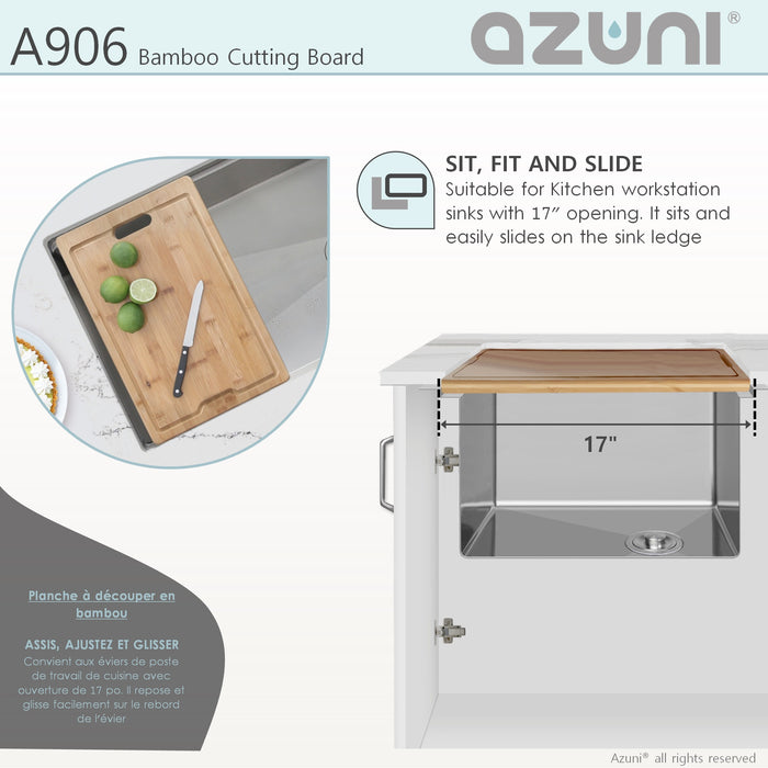 16 3/4" BAMBOO CUTTING  BOARD FOR KITCHEN SINK A906