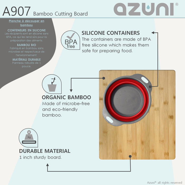 18" BAMBOO CUTTING  BOARD WITH COLANDER AND BOWL A907