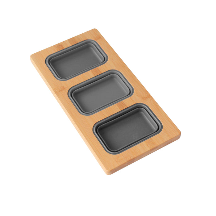 16 3/4" WORKSTATION SINK BAMBOO SERVING BOARD WITH 3 CONTAINERS A908