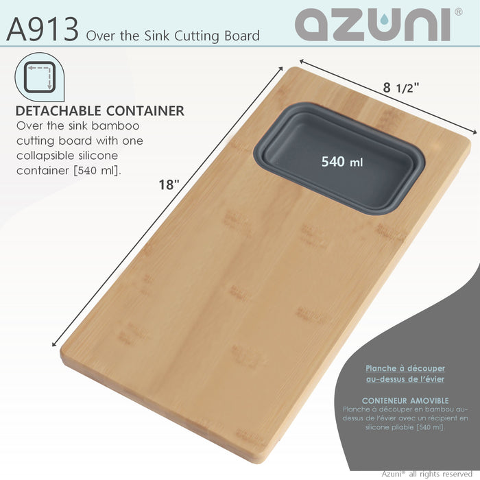 18" KITCHEN SINK BAMBOO CUTTING BOARD WITH CONTAINER A913