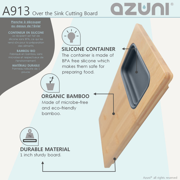 18" KITCHEN SINK BAMBOO CUTTING BOARD WITH CONTAINER A913