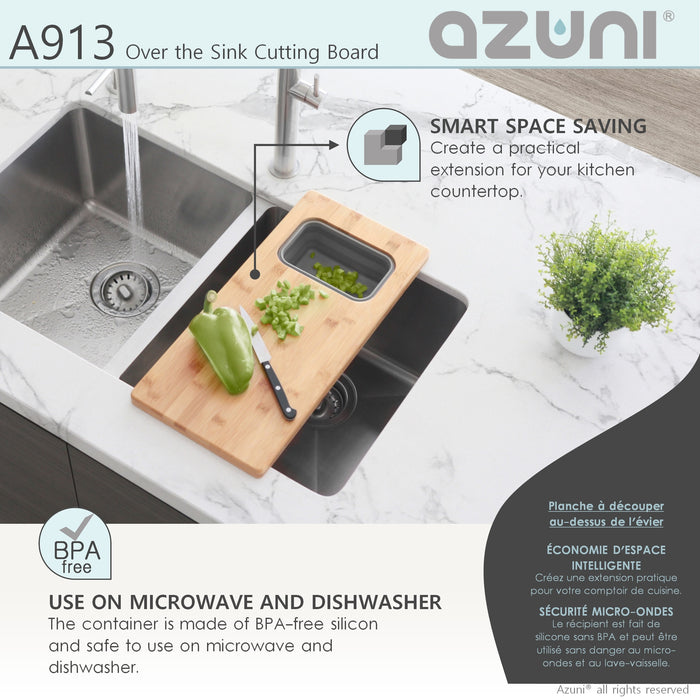18" KITCHEN SINK BAMBOO CUTTING BOARD WITH CONTAINER A913