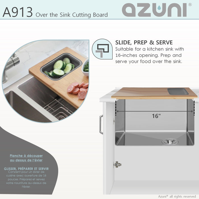 18" KITCHEN SINK BAMBOO CUTTING BOARD WITH CONTAINER A913
