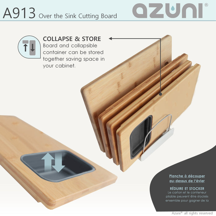 18" KITCHEN SINK BAMBOO CUTTING BOARD WITH CONTAINER A913