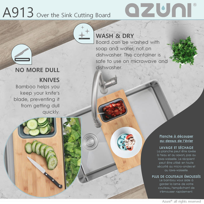 18" KITCHEN SINK BAMBOO CUTTING BOARD WITH CONTAINER A913